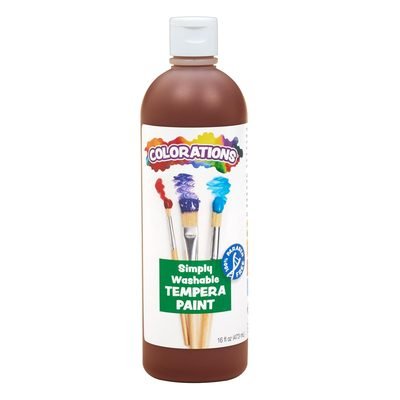 Colorations WSTBR Washable Tempera Paint, 16 fl oz, Brown, Non Toxic,