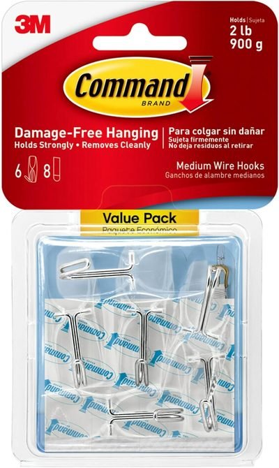 Command Medium Clear Wire Hooks, 6 Hooks, 8 Strips