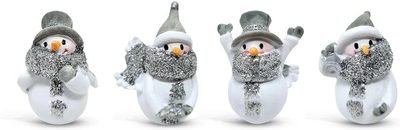 Ganz 1.5" Miniature Glittered Snowman Winter Figurines - Set of 4