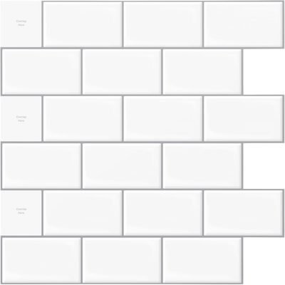 Art3d 10-Sheet Peel and Stick Backsplash, 12 in. x 12 in. Subway 3D Wall
