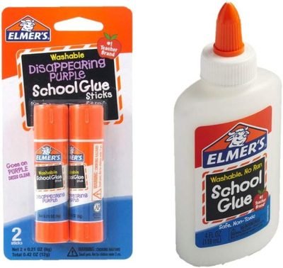 Elmer's bundle Washable Liquid School Glue, White, Dries Clear, 4 fl oz