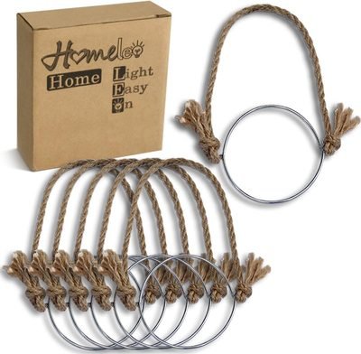 6Pack Burlap Wire Hangers Stainless Steel Handles for Mason Jar, Ball Pint