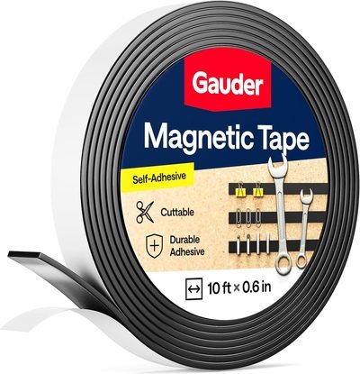 GAUDER Magnetic Tape with 3M Adhesive - Strong Self-Adhesive Magnet Strip