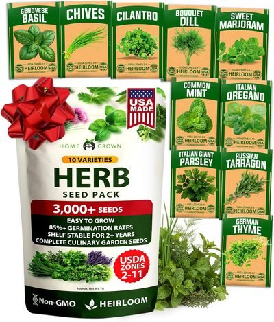 HOME GROWN 10 Herb Variety Pack 3000+ Seeds Extra Large Culinary Kit