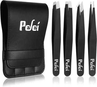 Pefei Tweezers Set - Professional Stainless Steel Tweezers for Eyebrows -