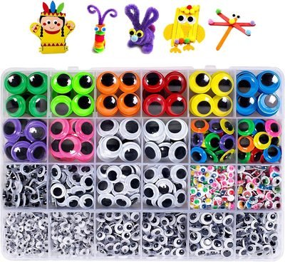 1580PCS Googly Eyes Self Adhesive, Colored Assorted Sizes for Crafts