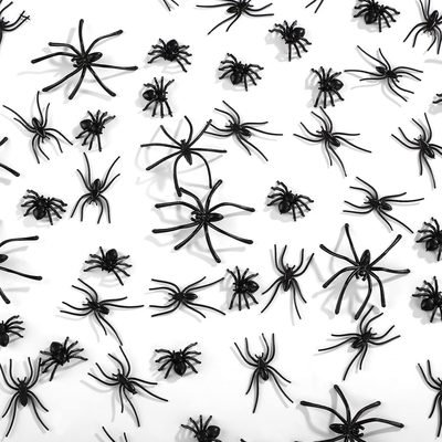 Civaner 120 Pcs Halloween Realistic Plastic Spiders 3 Sizes, Black
