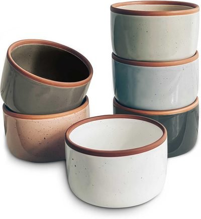 Mora 6oz Ceramic Ramekins, Set of 6 - Oven Safe Baking Dishes for Pudding,