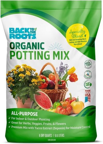 Back to the Roots All-Purpose Potting Soil (6 Quarts), 100% Organic & USA