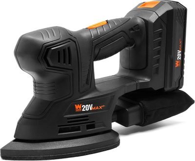 WEN Cordless Palm Sander with 20V Max 2.0 Ah Lithium-Ion Battery and
