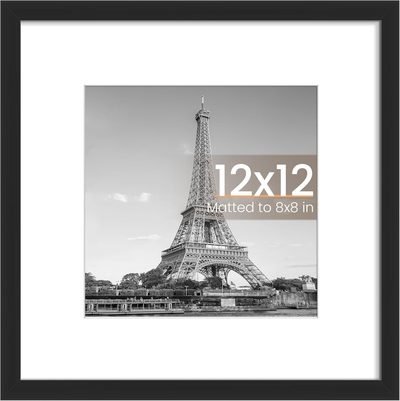 upsimples 12x12 Picture Frame, Display Pictures 8x8 with Mat or 12x12