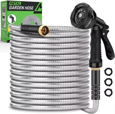 Kebose Garden Hose 50FT, Stainless Steel Hose with 10 Functional Nozzles