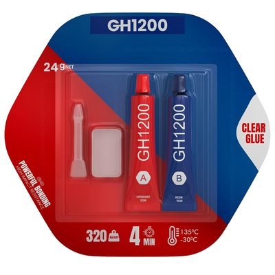 GH1200 2 Part Epoxy Glue All Purpose. Cures Quick and Dries Strong. Easy